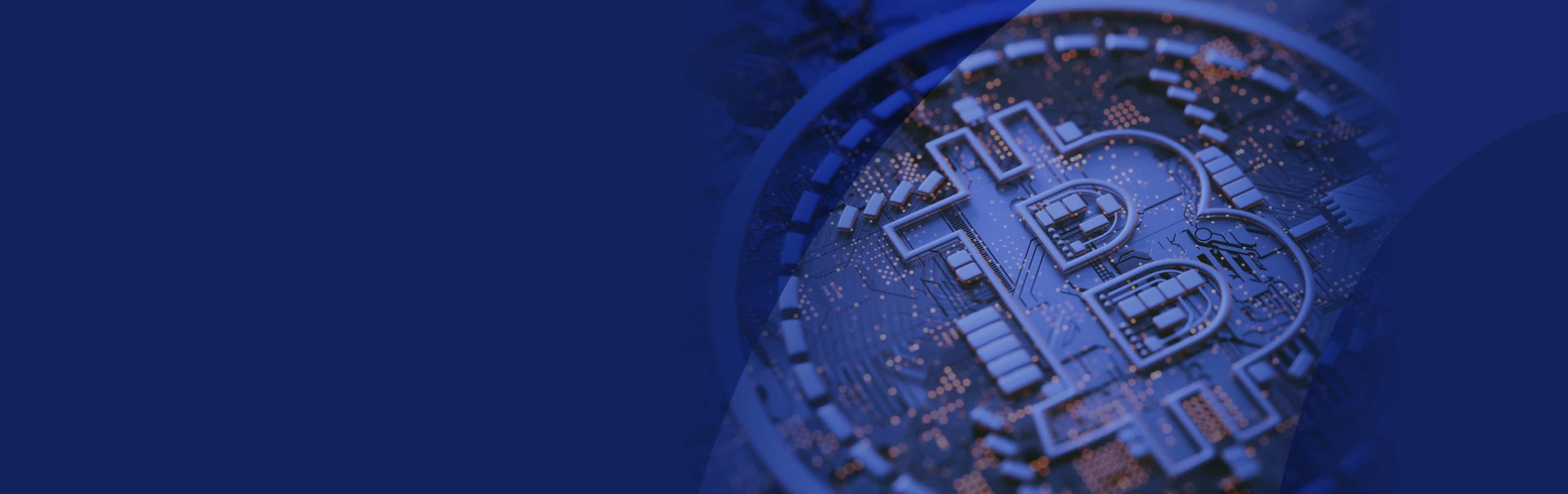 Bitcoin symbol on circuit board